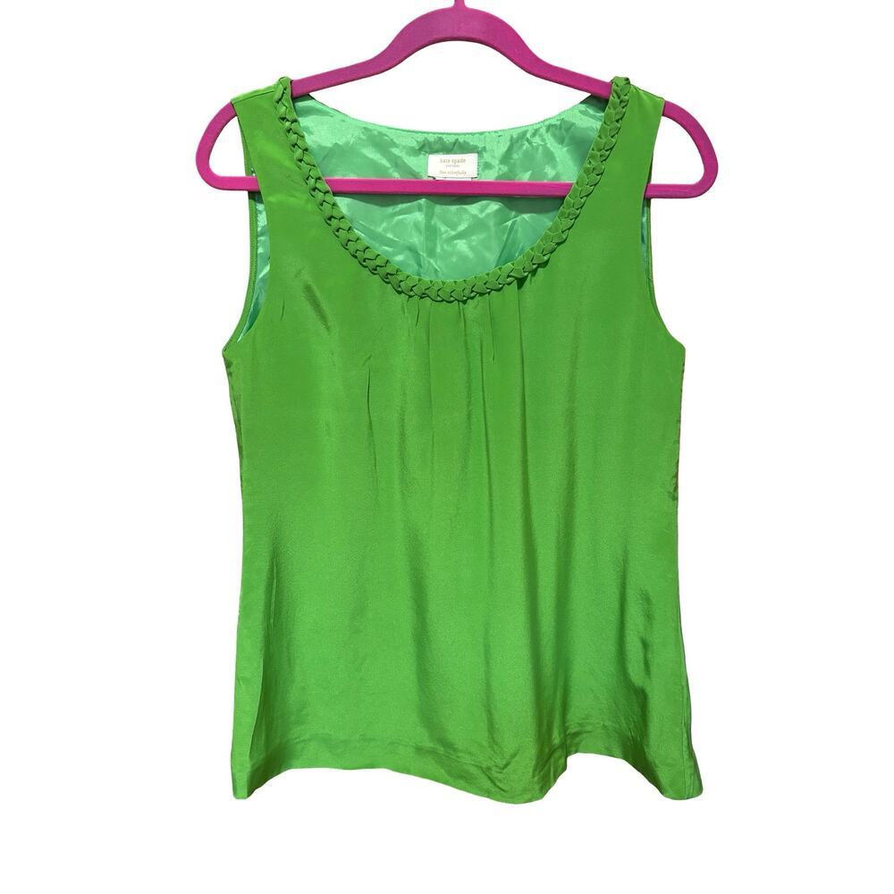 Kate Spade Green Silk Sleeveless Blouse Lightweight Top Size M